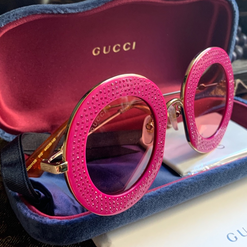 SOLD⛔️Authentic GUCCI 44 Round Crystals acetate/metal sunglasses - Picture 3 of 16